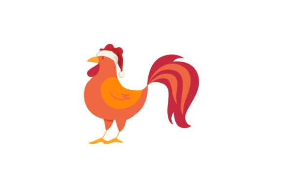 Animals Rooster Wearing Christmas Hats: A Festive Graphic