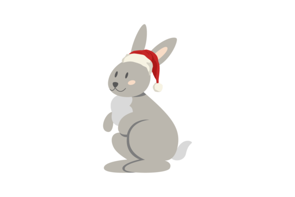 Charming Animals Bunny Wearing Christmas Hats Graphics