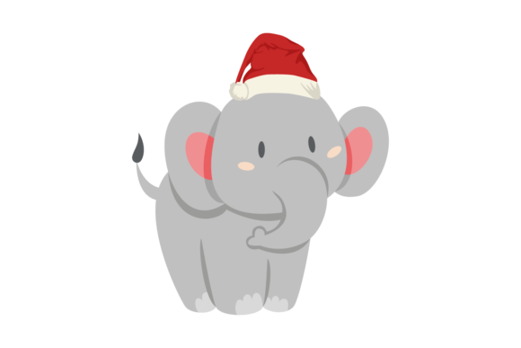 Charming Animals Elephant Wearing Christmas Hats Graphics