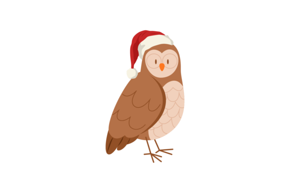 Charming Animals Owl Wearing Christmas Hats Graphics