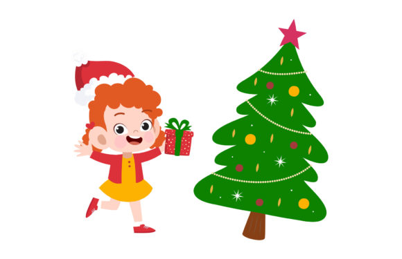 Child Christmas Celebration Illustration: A Festive Graphics Gem