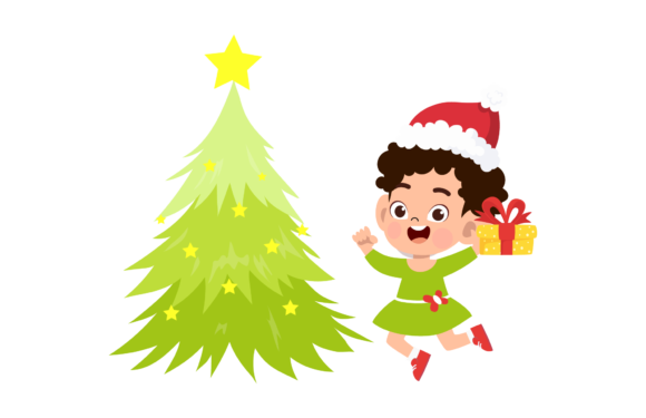 Child Christmas Happy Illustration: A Joyful Graphics Asset