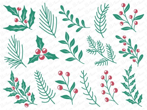 Christmas Holly Leaf Graphics for Festive Branding
