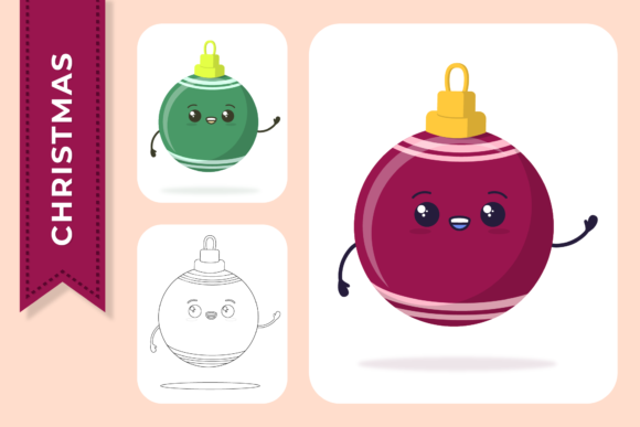 Christmas Kawaii Ball Graphics: A Festive Illustration for Crafters