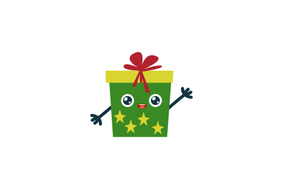 Christmas Kawaii Gift Box: A Charming Graphics and Illustrations Asset