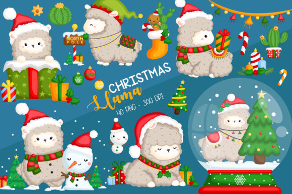 Christmas Llama Clipart: Festive Graphics for Handmade Creations