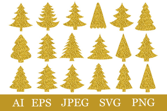 Christmas Tree Gold Glitter: A Sparkling Graphics Asset