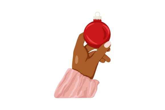 Hand Holding Red Light Ball: A Festive Embroidery Design