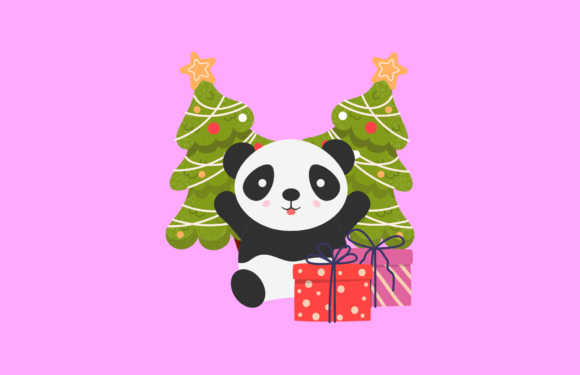Panda Christmas Art: A Charming Holiday Embroidery Design