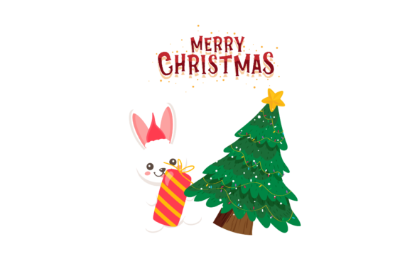 Rabbit Christmas Illustration: A Festive Embroidery Delight