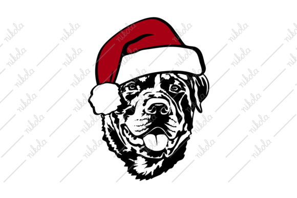 Rottweiler Santa Hat Christmas Svg Dog Graphics