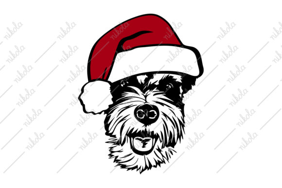 Schnauzer Santa Hat Christmas Svg Dog Graphics